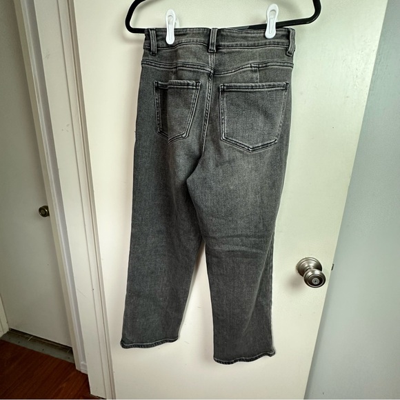 Donna Wash Black Cotton Blend High Rise Hidden Stretch Straight Leg Jeans Size 4 - Picture 3 of 14